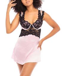 Women's Plus Size Padded Cup Chemise with Strap and Body Keyhole Details