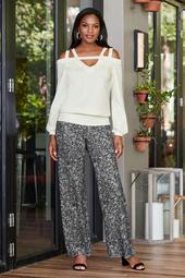 Beyond Travel Stamped Snake High-Rise Palazzo Pant