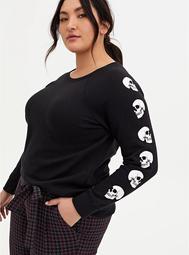 Black Skull Fleece Tunic Sweatshirt