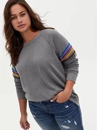 Grey & Multi Stripe Fleece Sweatshirt