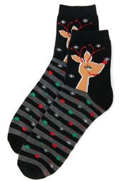 Reindeer Stripe Slipper Socks