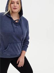 Navy Mineral Wash Lace-Up Sweatshirt