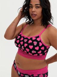 Rib Cage Hearts Pink & Black Lightly Padded Seamless Bralette