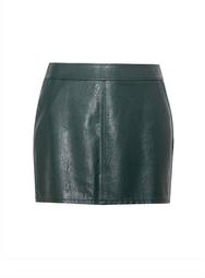 **DP Curve Green PU Mini Skirt
