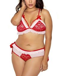 Plus Size I'm Yours Lace and Ruffle 2 Piece Set
