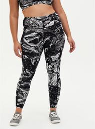 Black & White Marble Wicking Active Legging With Pockets