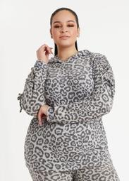 Cozy Lounge Leopard Ruched Hoodie