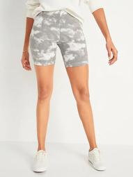 High-Waisted Printed Bike Shorts for Women -- 7-inch inseam 