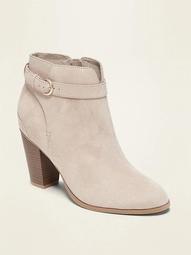 Faux-Suede Buckled-Strap High-Heel Booties for Women