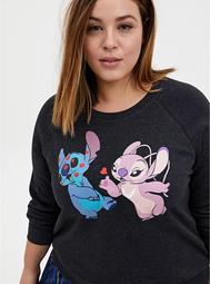 Disney Lilo & Stitch Angel & Stitch Black Burnout Fleece Sweatshirt