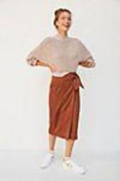 Lauren Sueded Wrap Midi Skirt