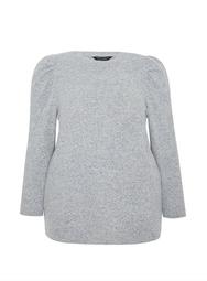 **DP Curve Grey Puff Sleeve Top With Recycled Polyester