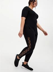 Premium Leggings - Lace Sides Black
