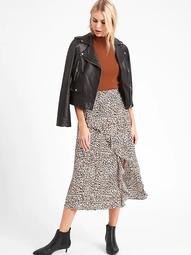 Crepe Ruffled Midi Skirt