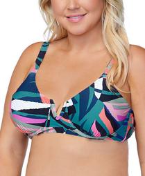 Trendy Plus Size Byron Crystal Cove Printed Bra Bikini Top