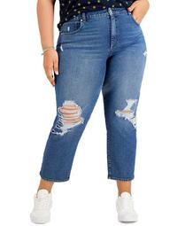 Plus Size Distressed Mom Jeans, Created for Macy's