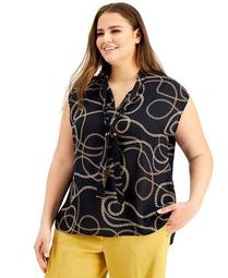 Trendy Plus Size Chain-Print Top, Created for Macy's
