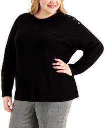 Plus Size Lace-Up-Trim Sweater