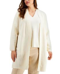 Plus Size Ribbed-Knit Long Cardigan, Created for Macy's