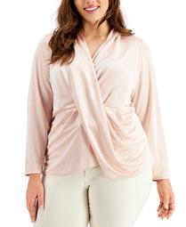 Plus-Size Draped Pullover Top, Created for Macy's