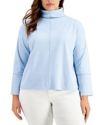 Plus Size Seamed Mock-Neck Top, Created for Macy's