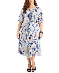 Plus Size Twist-Front Midi Dress, Created for Macy's