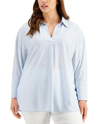 Plus Size Striped Pullover Shirt, Created for Macy's