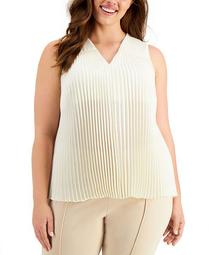 Plus Size Accordion-Pleat Blouse, Created for Macy's