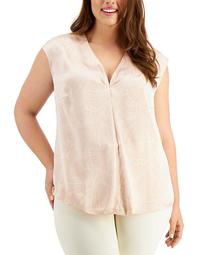 Plus Size Pleat-Front Blouse, Created for Macy's