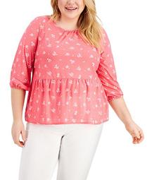 Plus Size Textured Peplum Top, Created for Macy's