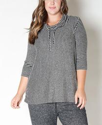 Women's Plus Size Stripe Cozy Top