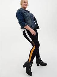 Premium Leggings - Colorblock Side Stripe Black