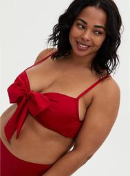 Red Satin Bow Unlined Underwire Longline Bralette