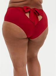 Red Satin Bow Cutout Cheeky Panty