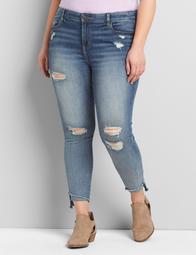 Straight Fit High-Rise Skinny Jean - Ripped Medium Wash