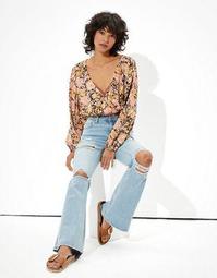 AE Floral Wrap-Front Blouse