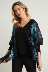 Lightweight overlay top with bright floral print