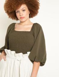 Smocked Top with Puff Sleeves