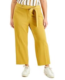 Trendy Plus Size Belted Straight-Leg Pants, Created for Macy's