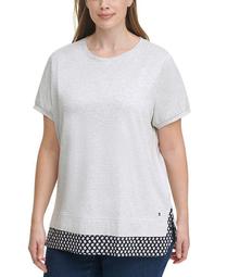 Plus Size Daisy Woven-Hem T-Shirt