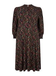 **DP Curve Multi Colour Ditsy Floral Print Shirred Cuff Midi Dress
