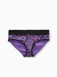 Purple Leopard Wide Lace Cotton Hipster Panty