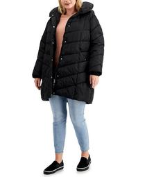 Trendy Plus Size Fleece-Lined Hooded Puffer Coat