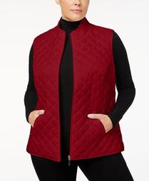 Plus Size Quilted Zip-Front Vest, Created for Macy's