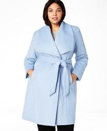 Plus Size Belted Wrap Coat