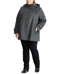 Plus-Size Wool-Blend Hooded Coat, Created for Macy's