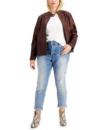 Juniors' Trendy Plus Size Faux-Leather Jacket