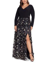 Plus Size Embellished-Skirt Gown