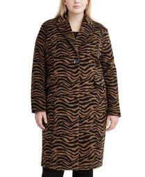 Plus Size Zebra-Print Walker Coat, Created for Macy's