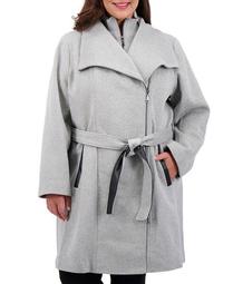 Plus Size Belted Wrap Coat, Created for Macy's